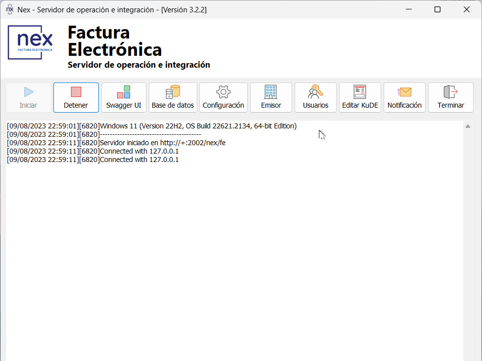Servidor de operación e integración de facturación electrónica