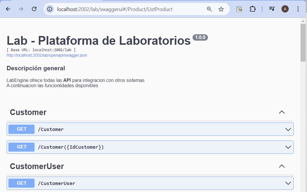 Documentación Swagger de la API de LabEngine