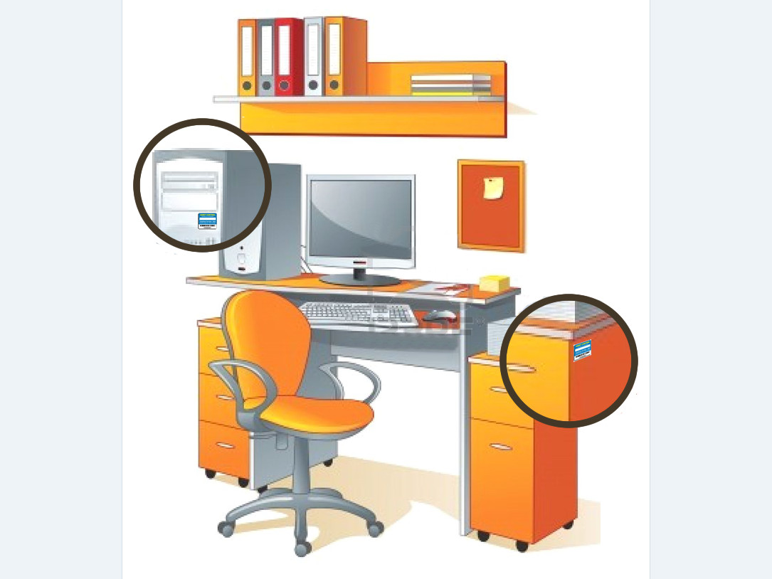 Ilustración de dónde aplicar el microchip RFID en muebles y equipos