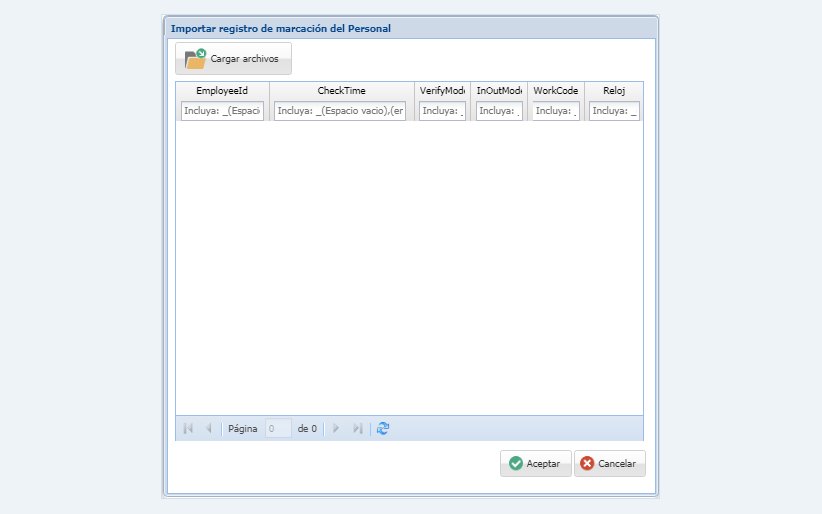 Importación de registros de marcación del personal