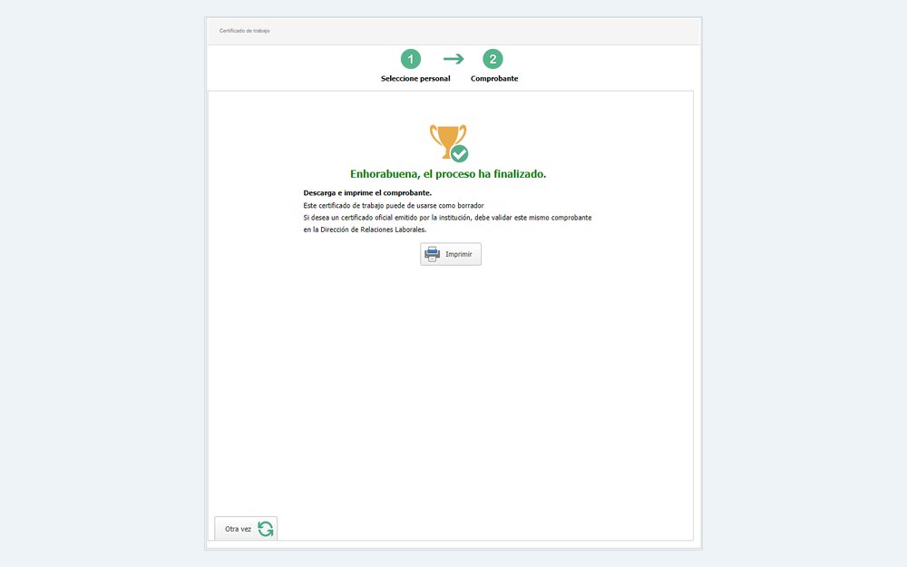 Pantalla de trámite finalizado con descarga del comprobante