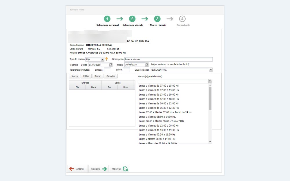 Solicitud de cambio de horario desde el portal