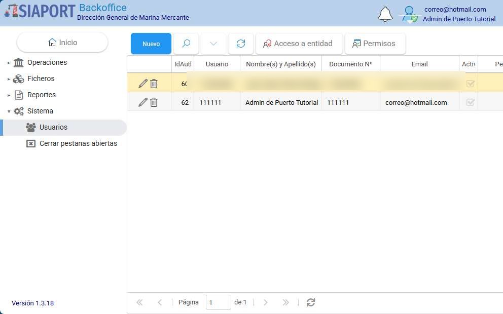 Administración de usuarios del sistema
