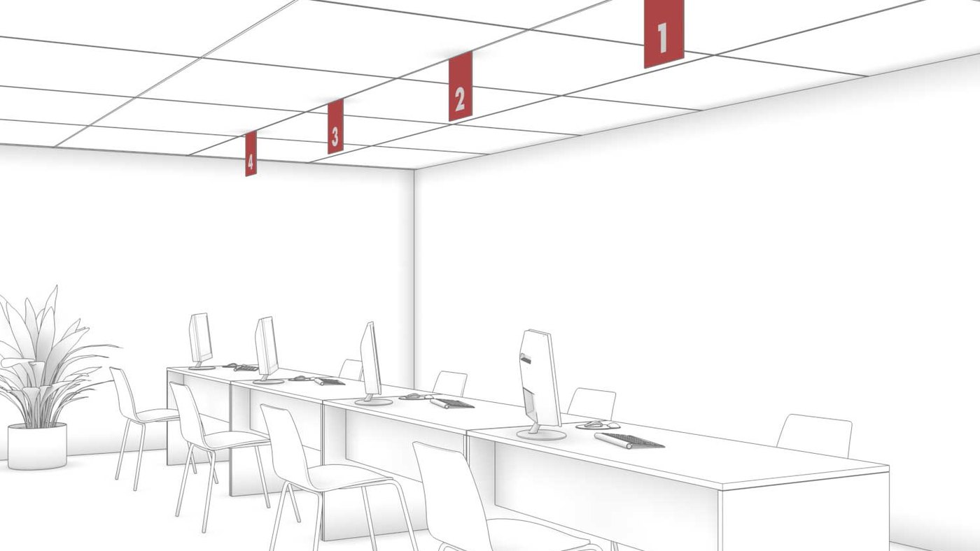 Sala de espera con pantallas de turnos